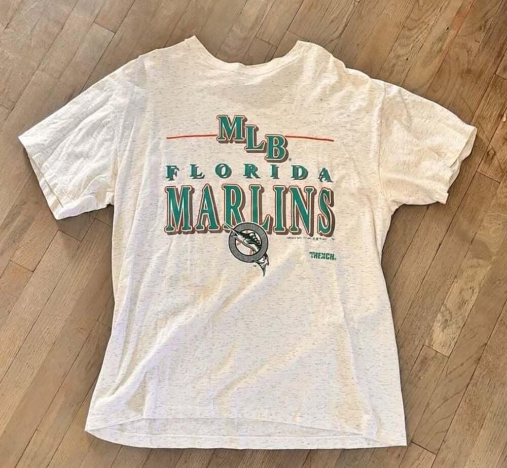 Vintage 1992 Trench Florida Marlins MLB Baseball T-Shirt Size XL